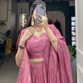 Pink Colour Pure Chanderi Plain Lehenga with Intricate Zari Work Border 3