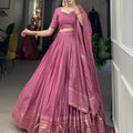 Pink Colour Pure Chanderi Plain Lehenga with Intricate Zari Work Border 2