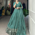 Sew Green Colour Pure Chanderi Plain Lehenga with Intricate Zari Work Border 2