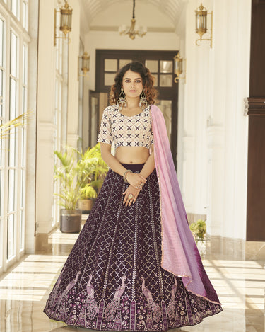 Purple Colour Bridal Lehenga Choli