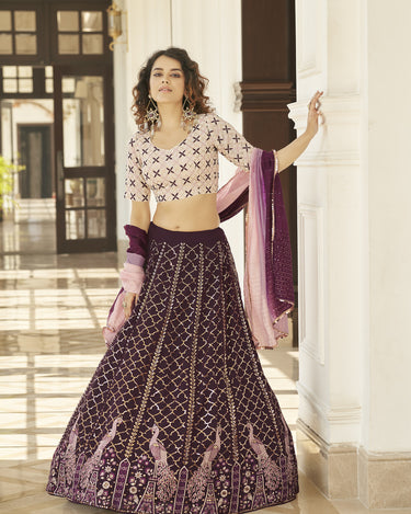 Purple Colour Bridal Lehenga Choli 2