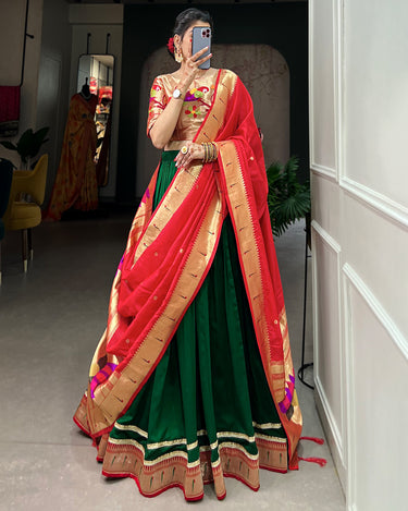 Green Colour Paithani Vichitra Silk Lehenga choli 2