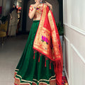 Green Colour Paithani Vichitra Silk Lehenga choli 6