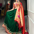 Green Colour Paithani Vichitra Silk Lehenga choli 9