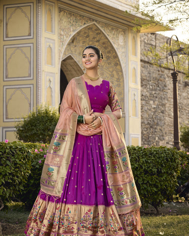 Perple Colour Jacquard Silk Paithani Lehenga Choli 1