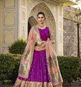 Perple Colour Jacquard Silk Paithani Lehenga Choli