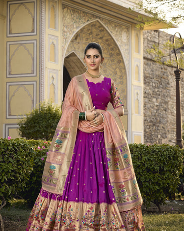 Perple Colour Jacquard Silk Paithani Lehenga Choli