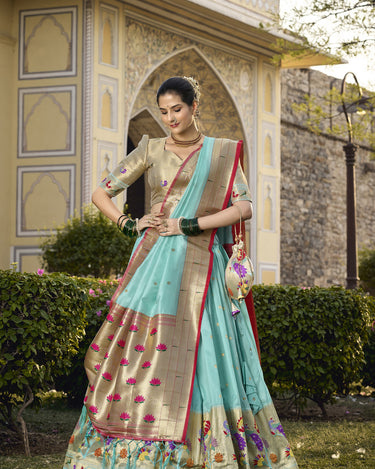 Sky blue Colour Jacquard Silk Paithani Lehenga Choli