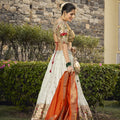 White Colour Jacquard Silk Paithani Lehenga Choli  3