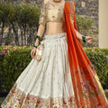 White Colour Jacquard Silk Paithani Lehenga Choli 