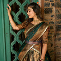 Green Colour Jacquard Silk Zari Weaving Work Pattu Lehenga Choli 4