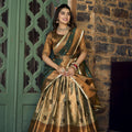 Green Colour Jacquard Silk Zari Weaving Work Pattu Lehenga Choli 2