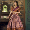 Purple Colour Jacquard Silk Zari Weaving Work Pattu Lehenga Choli