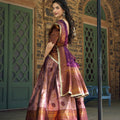 Purple Colour Jacquard Silk Zari Weaving Work Pattu Lehenga Choli 4