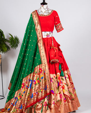 Red Colour Paithani Lehenga Choli 1