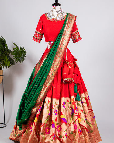 Red Colour Paithani Lehenga Choli