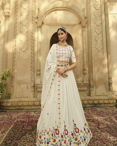 White Colour Bridal Georgette Lehenga Choli 