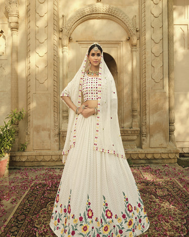 White Colour Bridal Georgette Lehenga Choli 1