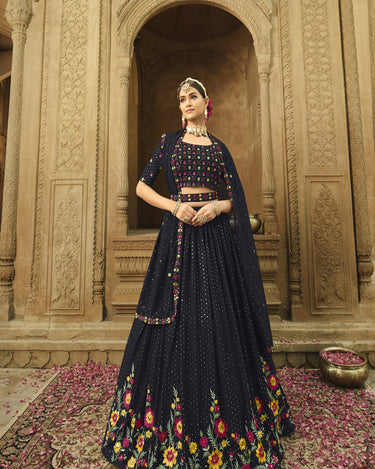 Bridal Georgette Thread with Sequince Embroidered Work Lehenga Choli