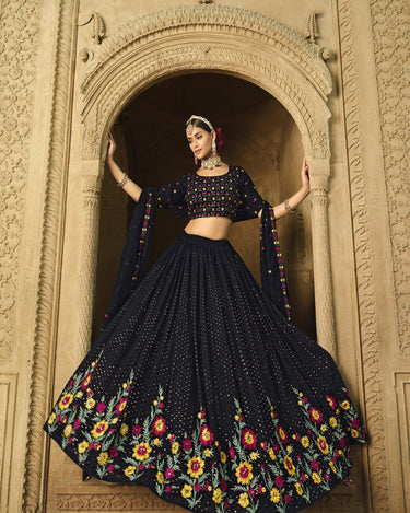 Bridal Georgette Thread with Sequince Embroidered Work Lehenga Choli 1