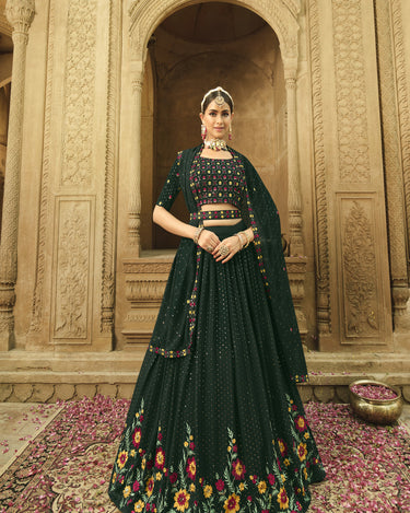 Special Mehndi Rasam green Colour Georgette Embroidered Work Lehenga Choli