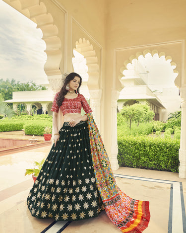 Green Colour Georgette With Embroidered Sequins work Lehenga Choli 1