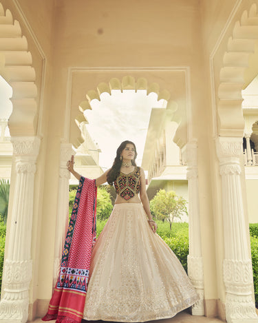 Beige Colour Heavy Sequins And Thread Embroidered work Lehenga Choli