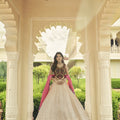 Beige Colour Heavy Sequins And Thread Embroidered work Lehenga Choli 1