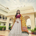 White Georgette Thread with Sequince Embroidered Work Lehenga choli