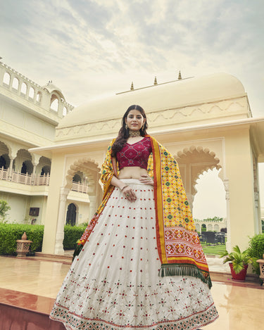 White Georgette Thread with Sequince Embroidered Work Lehenga choli