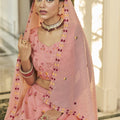 Peach-Deepink Bridal Thread with Sequince Embroidered Work 3