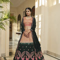 Bridal Rust Orange-Green Thread with Sequince Embroidered Work
