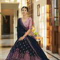 Dusty pink-Navy Bridal Sequence Embroidered Work Lehenga Choli 2