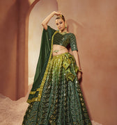 reen Colour Bridal Special Function Sequince Embroidered with all over mirror work Lehenga Choli 