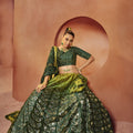 reen Colour Bridal Special Function Sequince Embroidered with all over mirror work Lehenga Choli 2
