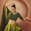 reen Colour Bridal Special Function Sequince Embroidered with all over mirror work Lehenga Choli 3