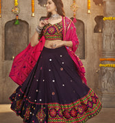 Designer Purple Color Navratri With Mirror Work Chaniya Choli 