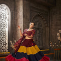 Maroon Traditional Lehenga choli features exquisite Navratri thread work and intricate mirror embroidery Choli 2