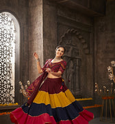 Maroon Traditional Lehenga choli features exquisite Navratri thread work and intricate mirror embroidery Choli 2