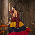 Maroon Traditional Lehenga choli features exquisite Navratri thread work and intricate mirror embroidery Choli 4