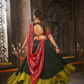 Green Color Navaratri Thread Embroidered With All Over Mirror Work Lehenga Choli 2