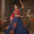 Blue Color Designer Navratri Thread Embroidered With All Over Mirror Work Lehenga Choli 1