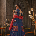 Blue Color Designer Navratri Thread Embroidered With All Over Mirror Work Lehenga Choli 3