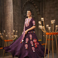 Purple Color Trending Navaratri Thread Embroidered With All Over Mirror Work Lehenga Choli