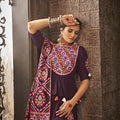 Purple Color Trending Navaratri Thread Embroidered With All Over Mirror Work Lehenga Choli 4