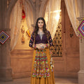 Mustered Yellow Trending Navaratri collection Thread Embroidered with all over mirror work choli 2