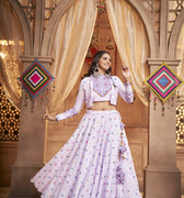 Lavender Color Navratri Jacquard Weaving Fabric Lehenga Choli 