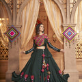 Special Navratri Green Color Thread Embroidered With All Over Mirror Work Lehenga Choli 