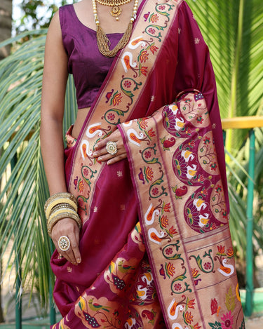 MAROON paithani weaves sarees  3