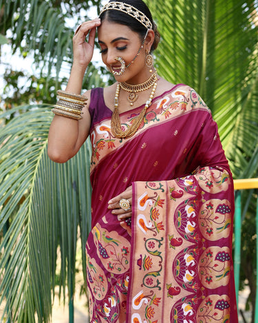 MAROON paithani weaves sarees  1